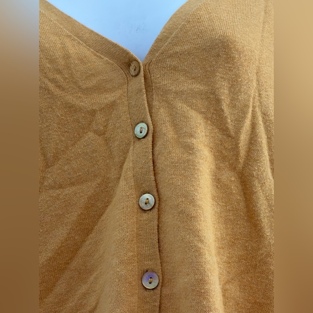 Eileen Fisher Mustard Yellow Button-Up Cardigan - Picture 5 of 9